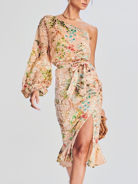 Hemant & Nandita Veena One Shoulder Midi Dress